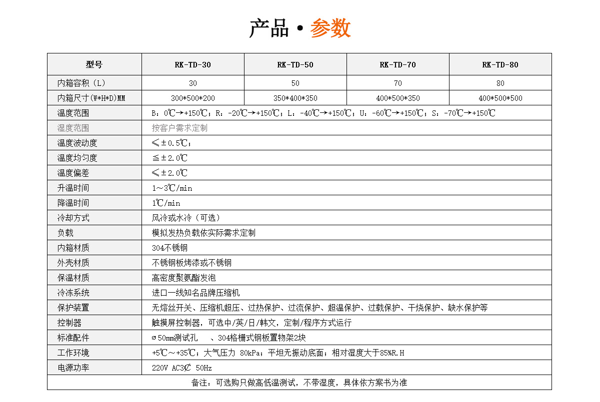 桌上型高低溫試驗箱規(guī)格參數(shù)